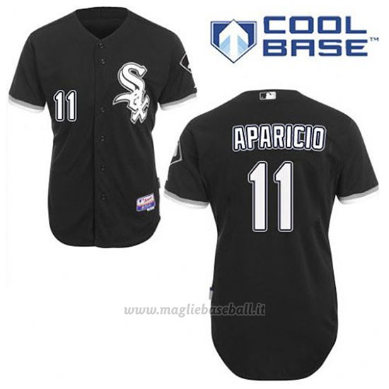 Maglia Baseball Uomo Chicago White Sox Luis Aparicio 11 Nero Alterner Cool Base